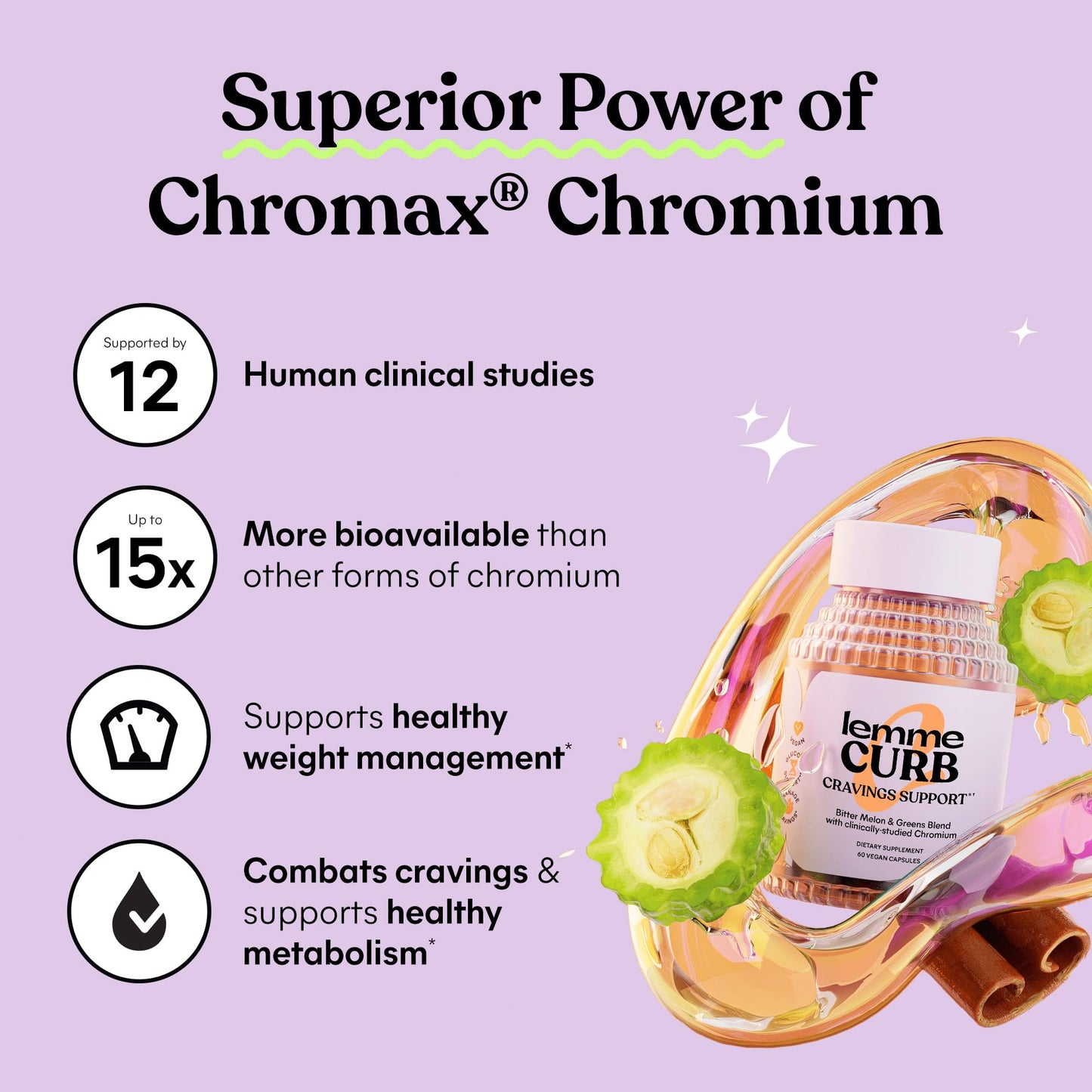 Lemme Curb Cravings, Improve Carb Metabolism, Support Weight Management w/Clinically Studied Chromium Picolinate, Bitter Melon, Ceylon Cinnamon - dailyvitalstore