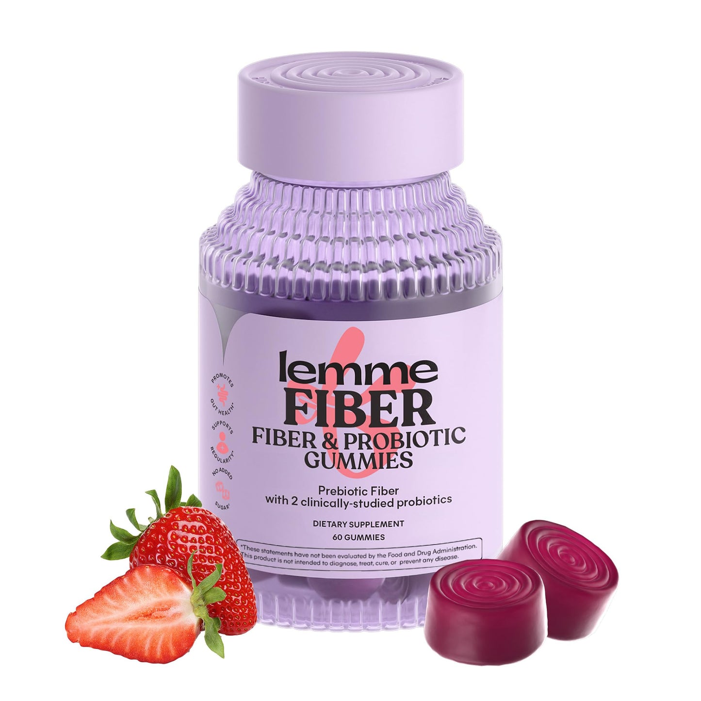 Lemme Fiber & Probiotic Gummies for Adults, Promotes Regularity & Digestive Health, No Sugar Added Strawberry Flavor, 4g Prebiotic Fiber & Clinically - dailyvitalstore