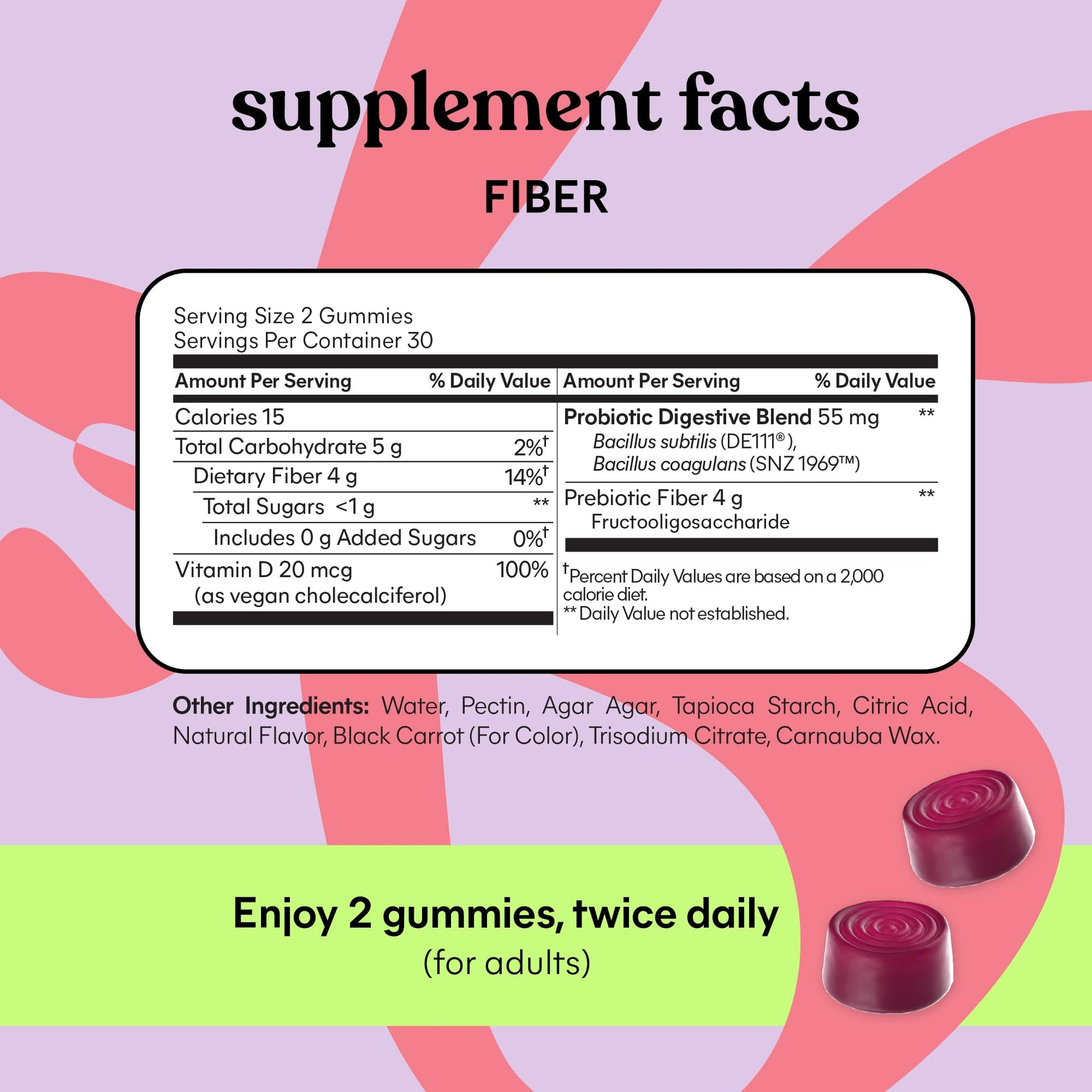 Lemme Fiber & Probiotic Gummies for Adults, Promotes Regularity & Digestive Health, No Sugar Added Strawberry Flavor, 4g Prebiotic Fiber & Clinically - dailyvitalstore
