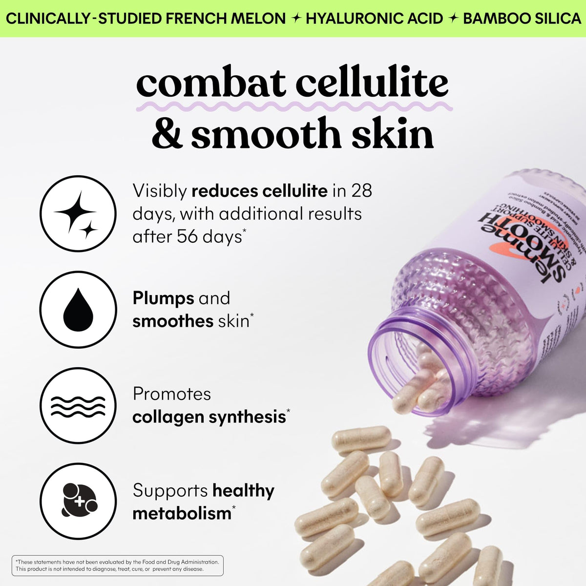 Lemme Glow Collagen Hair Gummies for Strong, Thick Hair & Reduced Shedding Smooth Anti Cellulite Capsules for Women, Smooth Legs & Thighs, Reduce Cellulite & Crepey Skin Bundle - dailyvitalstore