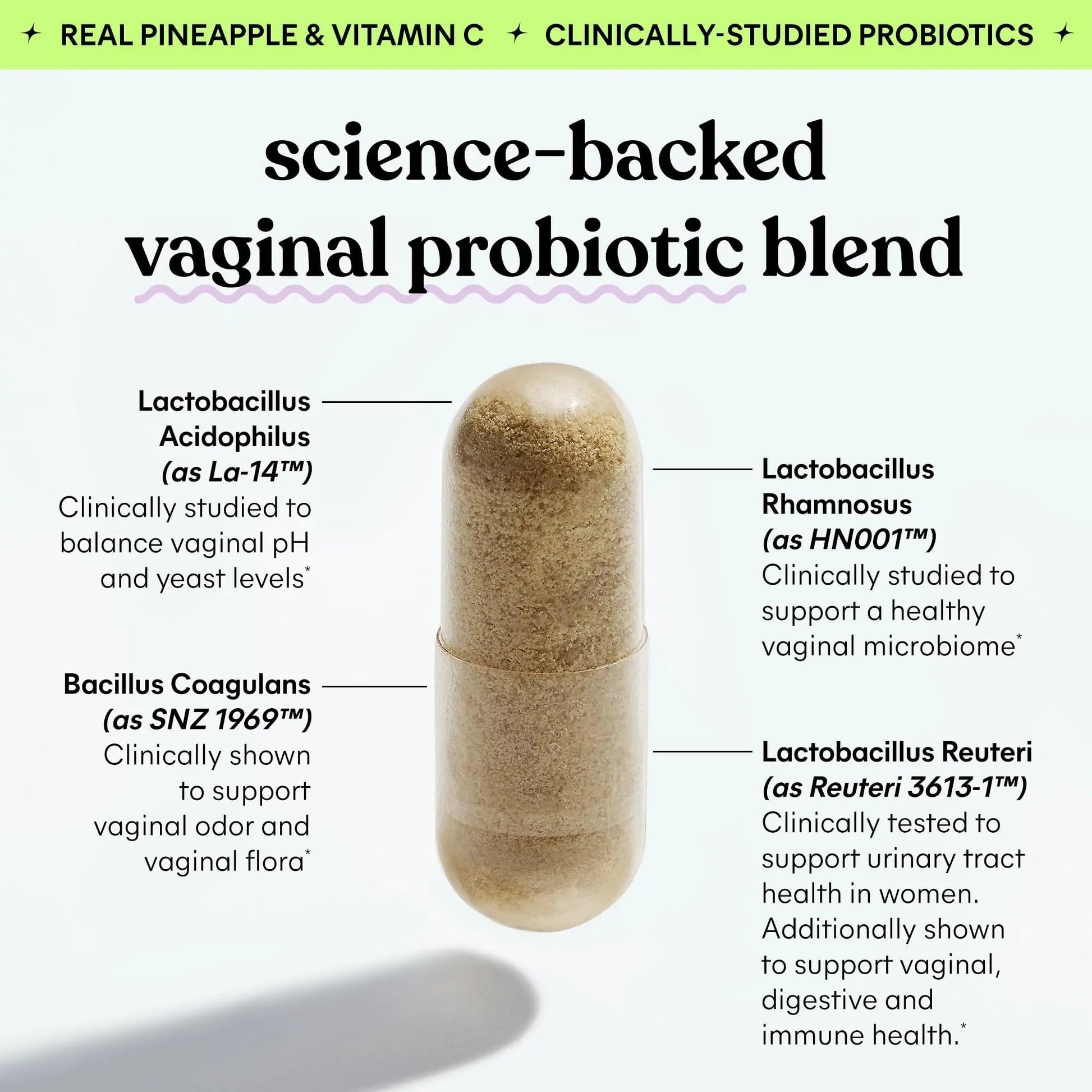 Lemme Purr Vaginal Probiotics for Women - Promotes pH Balance, Healthy Vaginal Odor & Urinary Tract Health w/Lactobacillus Blend, Clinically Tested Strains, Pineapple & Vitamin C - 60 Veggie Capsules - dailyvitalstore