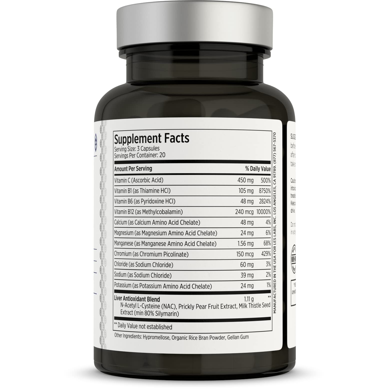 LES Labs DeToxx – Better Mornings & Recovery, Liver Support, Electrolyte Replenishment & Glutathione Support – Prickly Pear, Milk Thistle & NAC – Non-GMO Supplement – 60 Capsules - dailyvitalstore