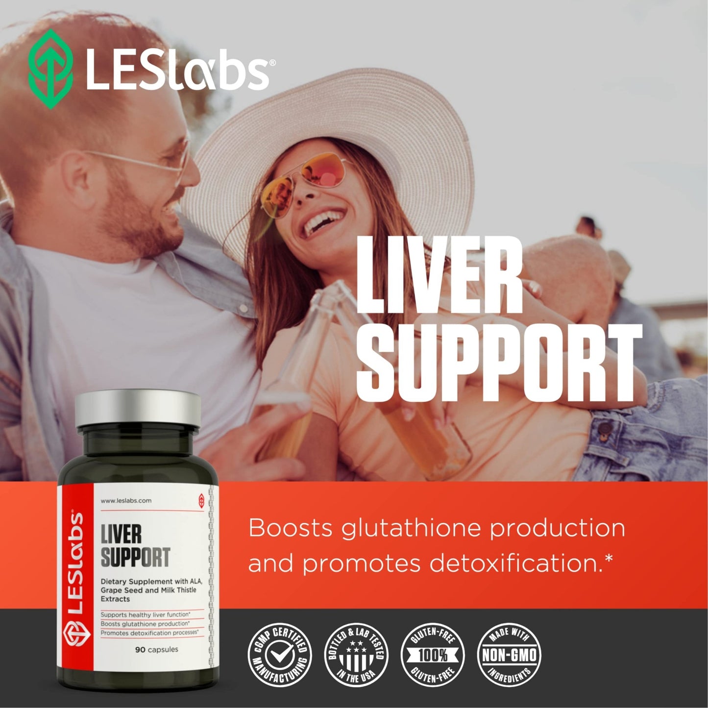 LES Labs Liver Support – Promotes Healthy Liver Function, Glutathione Production & Detoxification – Milk Thistle, NAC, ALA & Dandelion Extracts – Non-GMO Supplement – 90 Capsules - dailyvitalstore
