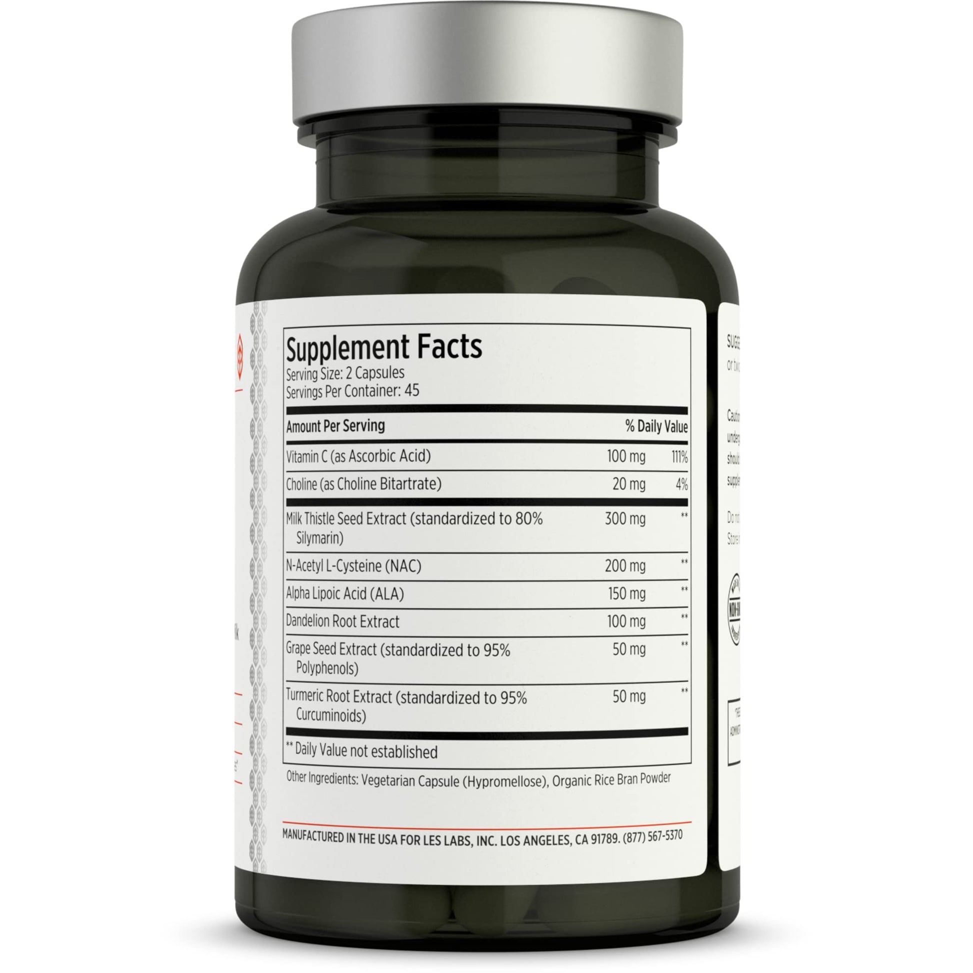 LES Labs Liver Support – Promotes Healthy Liver Function, Glutathione Production & Detoxification – Milk Thistle, NAC, ALA & Dandelion Extracts – Non-GMO Supplement – 90 Capsules - dailyvitalstore