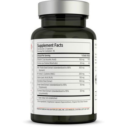 LES Labs Liver Support – Promotes Healthy Liver Function, Glutathione Production & Detoxification – Milk Thistle, NAC, ALA & Dandelion Extracts – Non-GMO Supplement – 90 Capsules - dailyvitalstore