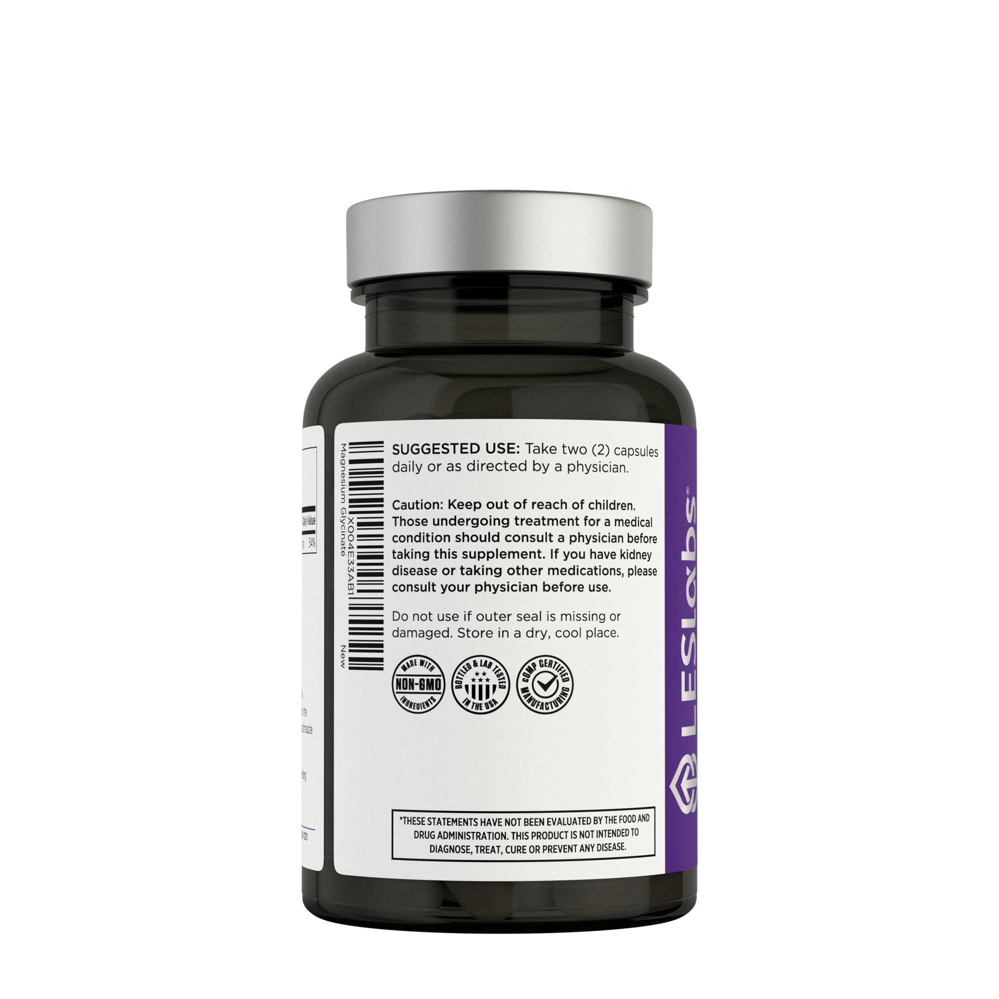 LES Labs Magnesium Glycinate – Supports Restful Sleep, Heart Health, Stress Relief, Metabolism, Nerve & Muscle Function, Gentle on The Digestive System – Non-GMO Supplement – 120 Capsules - dailyvitalstore