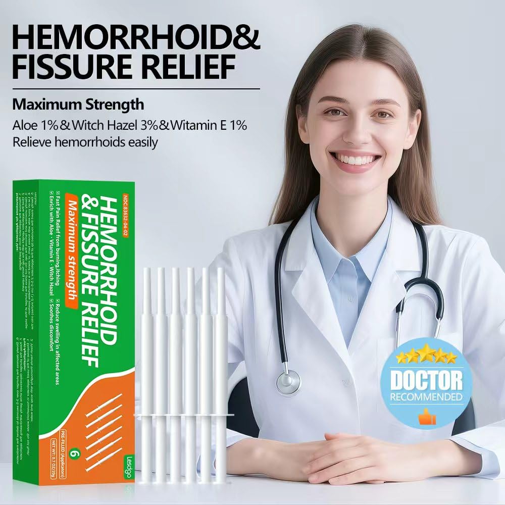 Lesdgo Hemorrhoidal Ointment(6 Pre-Filled),Hemorrhoid and Fissure Cream Witch Hazel Maximum Strength Pain Relief,for Itching and Swelling - dailyvitalstore
