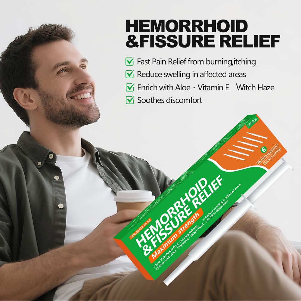 Lesdgo Hemorrhoidal Ointment(6 Pre-Filled),Hemorrhoid and Fissure Cream Witch Hazel Maximum Strength Pain Relief,for Itching and Swelling - dailyvitalstore
