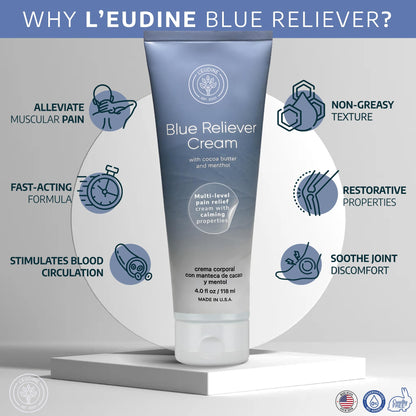 L'EUDINE Blue Reliever Cream – Joint and Muscle Therapy, Body Cream with Cocoa Butter and Menthol - dailyvitalstore