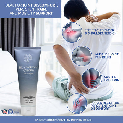 L'EUDINE Blue Reliever Cream – Joint and Muscle Therapy, Body Cream with Cocoa Butter and Menthol - dailyvitalstore