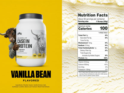 Levels 100% Micellar Casein Protein, Hormone Free, Vanilla Bean, 2LB - dailyvitalstore