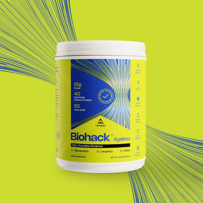 LevelUp Biohack Ageless: Colostrum Collagen Superfoods Antioxidants Spermidine Amino Acids Creatine for Women and Men, Total Body Rejuvenation (Dark Chocolate Cinnamon) - dailyvitalstore