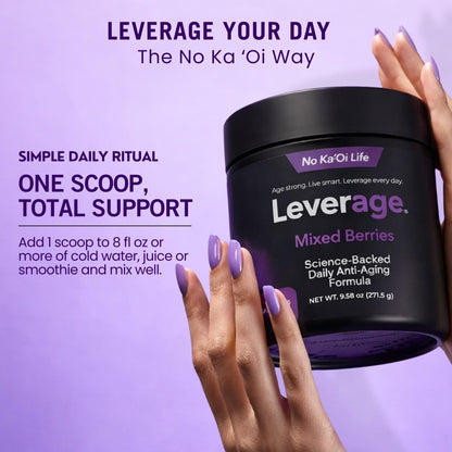 Leverage Mixed Berries Anti–Aging Supplement & Longevity Mix - Daily Wellness Multivitamin Powder with Hyaluronic Acid, L-Glycine & Magnesium for Skin, Energy, Cognitive Function & Joint–30 Servings - dailyvitalstore
