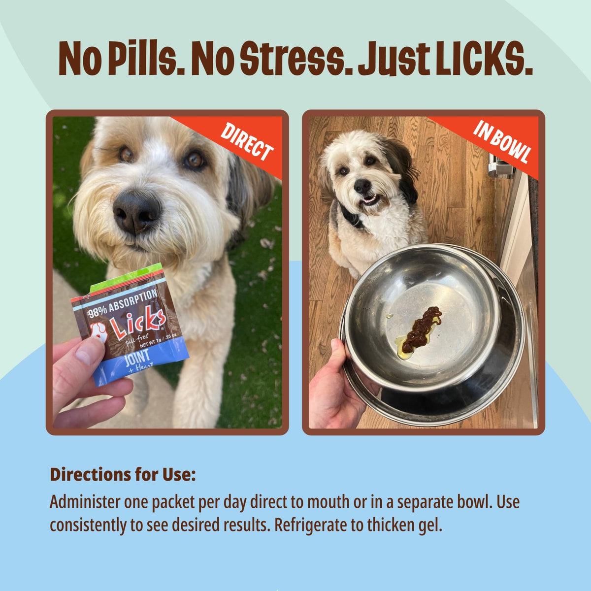 Licks Pill-Free Dog Joint and Heart - Glucosamine & Omega 3 Fish Oil Supplement for Dogs - Inflammation Supplements for Joint Support - Gel Packets - 30 Use - dailyvitalstore