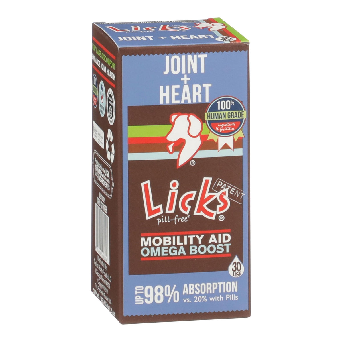Licks Pill-Free Dog Joint and Heart - Glucosamine & Omega 3 Fish Oil Supplement for Dogs - Inflammation Supplements for Joint Support - Gel Packets - 30 Use - dailyvitalstore