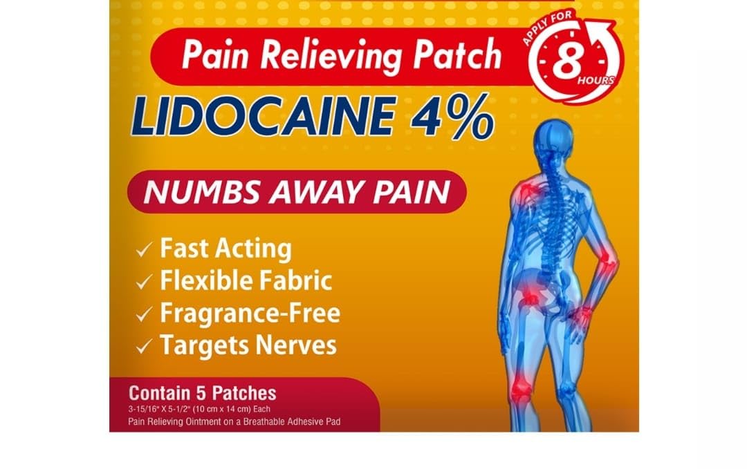 Lidocaine 4% 8-Hour Pain Relief Patch by Akron Pharma - dailyvitalstore