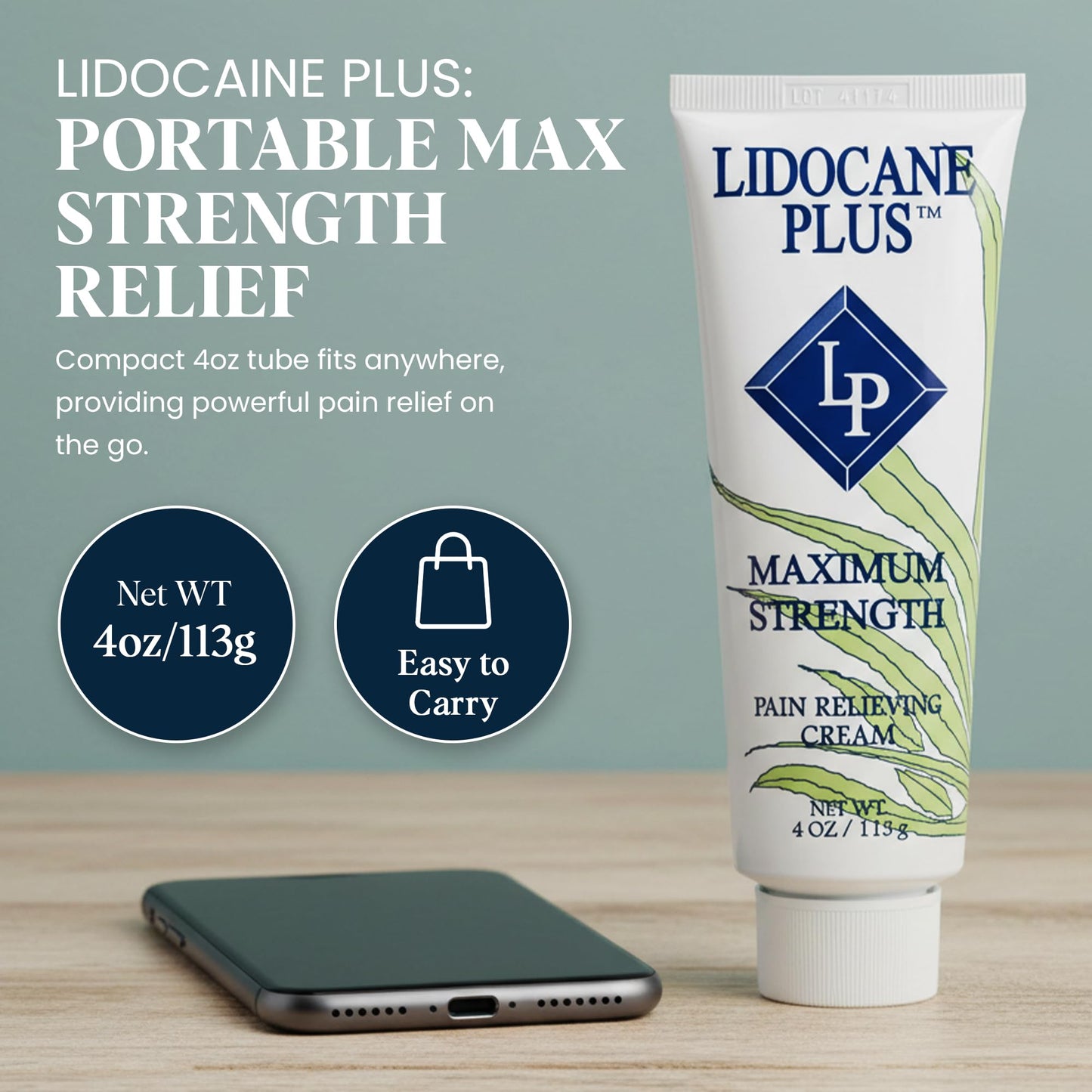 Lidocaine Plus 4% Lidocaine Cream Maximum Strength Pain & Itch Relief - Non-Greasy Formula Numbing Cream - Fast Acting Topical Pain Reliever, Soothing Topical Analgesic Aloe Vera Scent - 4 oz - dailyvitalstore