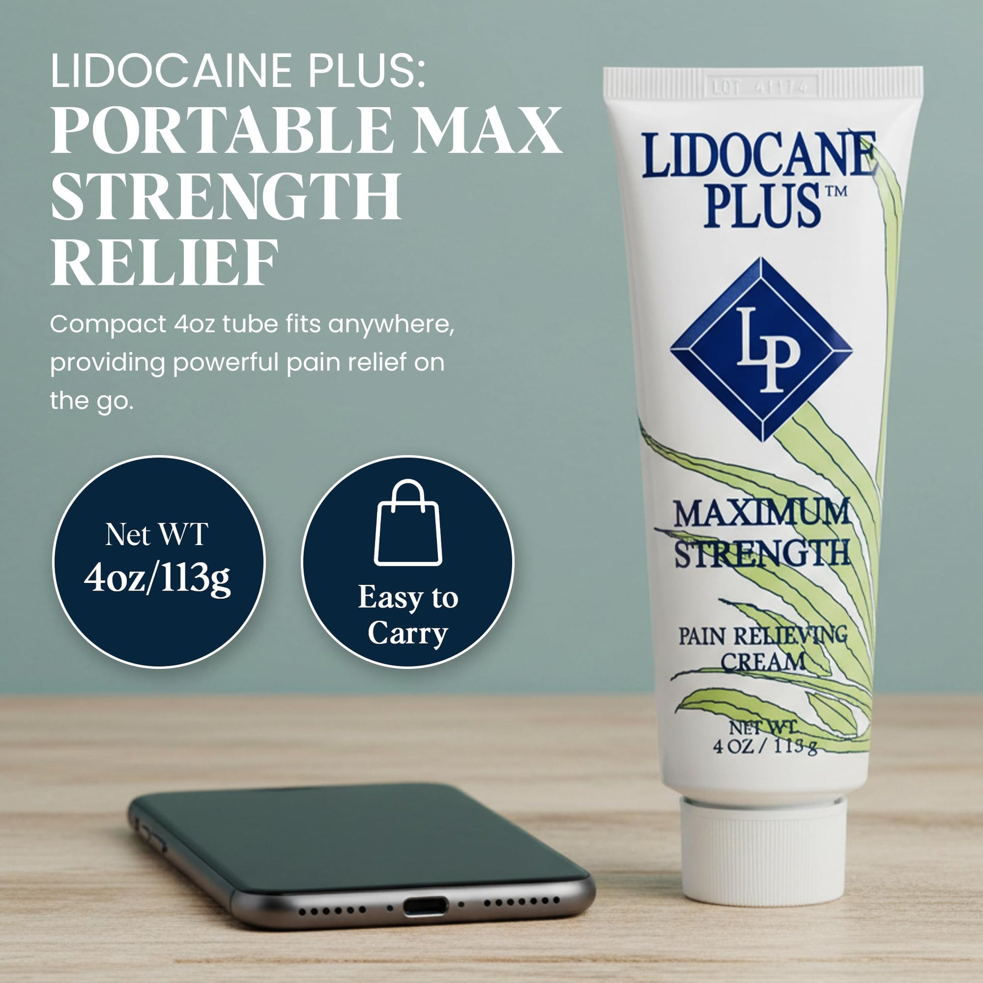 Lidocaine Plus 4% Lidocaine Cream Maximum Strength Pain & Itch Relief - Non-Greasy Formula Numbing Cream - Fast Acting Topical Pain Reliever, Soothing Topical Analgesic Aloe Vera Scent - 4 oz - dailyvitalstore