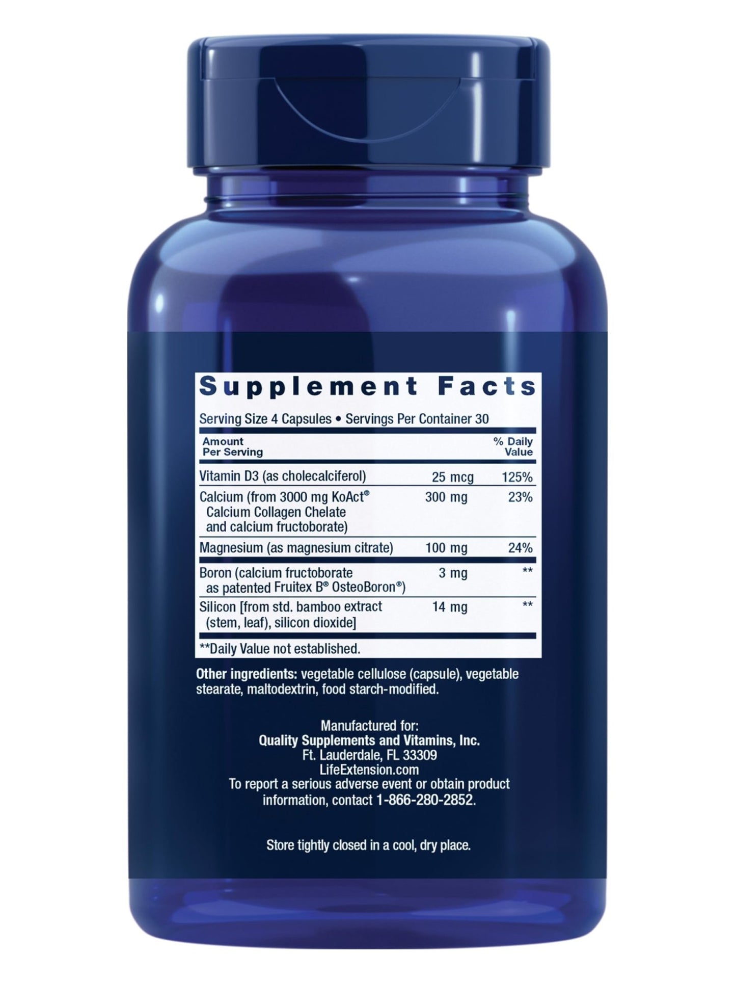 Life Extension Bone Strength Collagen Formula, Calcium Collagen chelate, Calcium fructoborate, Vitamin D3, Magnesium Citrate, Silicon, Boron, Gluten-Free, Non-GMO, 120 Capsules - dailyvitalstore