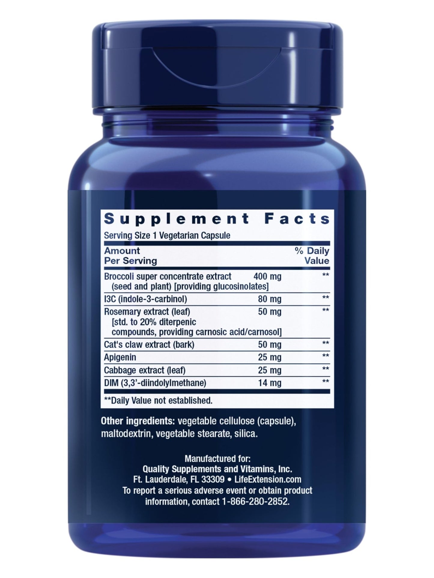Life Extension Cruciferous Vegetable Extract Blend, Broccoli Extract, I3C, Helps Maintain DNA Health & Already Healthy Hormone Levels, Gluten Free, Non-GMO, Vegetarian, 60 Capsules - dailyvitalstore