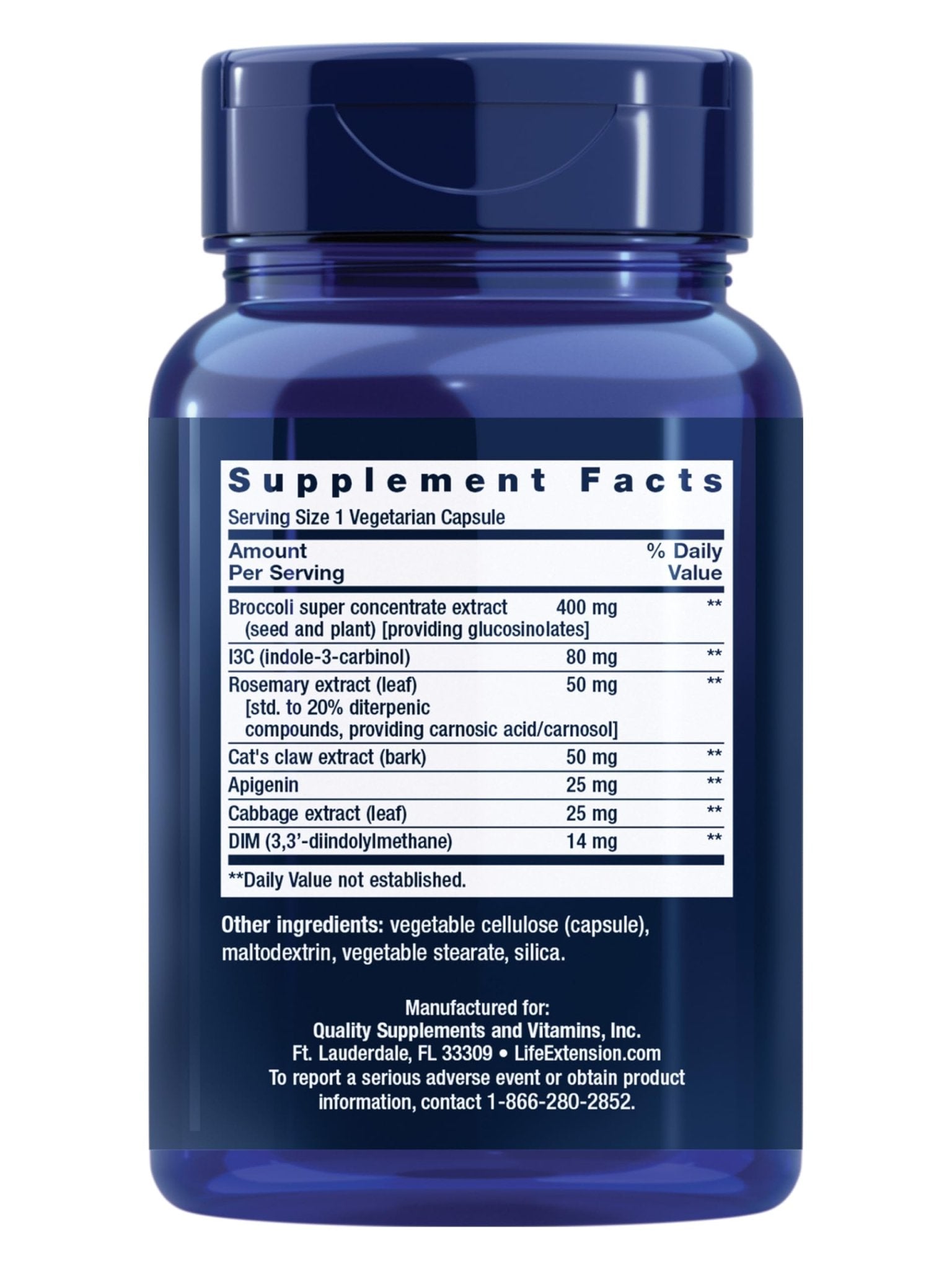 Life Extension Cruciferous Vegetable Extract Blend, Broccoli Extract, I3C, Helps Maintain DNA Health & Already Healthy Hormone Levels, Gluten Free, Non-GMO, Vegetarian, 60 Capsules - dailyvitalstore
