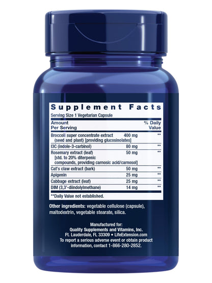 Life Extension Cruciferous Vegetable Extract Blend, Broccoli Extract, I3C, Helps Maintain DNA Health & Already Healthy Hormone Levels, Gluten Free, Non-GMO, Vegetarian, 60 Capsules - dailyvitalstore