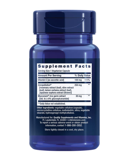 Life Extension Daily Skin Defense, Vitamin C, ceramides, Rosemary, Lemon Verbena, Helps Fight oxidative Stress & The Appearance of Wrinkles, Gluten-Free, Once-Daily, Non-GMO, Vegetarian, 30 Capsules - dailyvitalstore