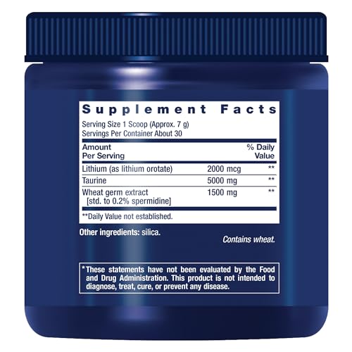 Life Extension Healthy Aging Powder, Healthy Aging Supplement, Heart Health, Brain Health, Exercise Performance, Taurine, Lithium, spermidine, Powder Blend, Non-GMO, Vegetarian, 30 Servings - dailyvitalstore