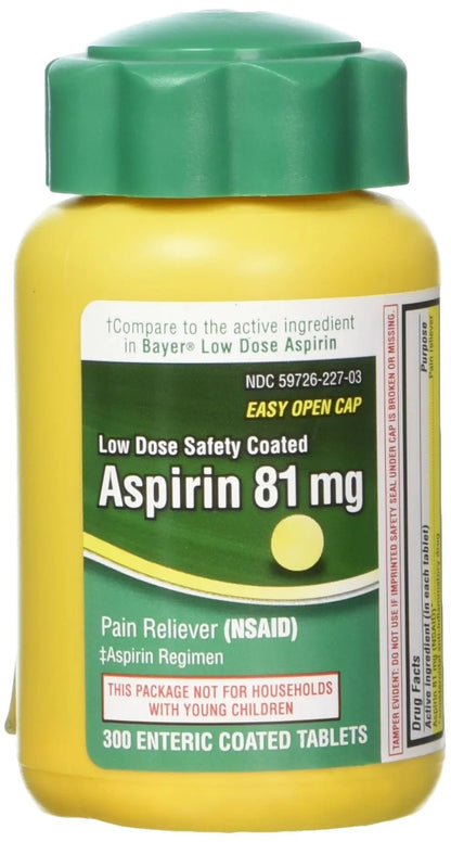 Life Extension Low Dose Aspirin - 81 mg - 300 Enteric Coated Tabs - dailyvitalstore