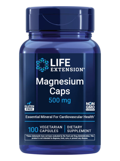 Life Extension Magnesium Caps, 500 mg, Magnesium Oxide, Citrate, and Succinate, Heart Health, Healthy Bones, Metabolism Support, 100 Vegetarian Capsules - dailyvitalstore