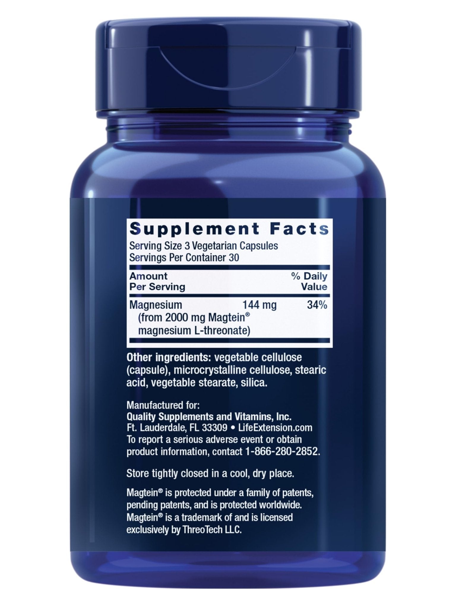 Life Extension Neuro-Mag Magnesium L-Threonate, Memory Health, Quick Thinking, Cognitive Health Support, Vegetarian, Non-GMO, 90 Vegetarian Capsules (144 mg from 2000 mg Magtein magnesium L-threonate - dailyvitalstore