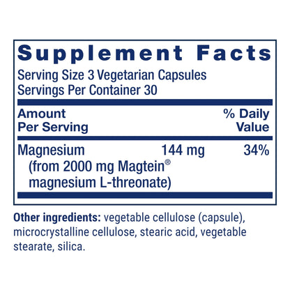 Life Extension Neuro-Mag Magnesium L-Threonate, Memory Health, Quick Thinking, Cognitive Health Support, Vegetarian, Non-GMO, 90 Vegetarian Capsules (144 mg from 2000 mg Magtein magnesium L-threonate - dailyvitalstore
