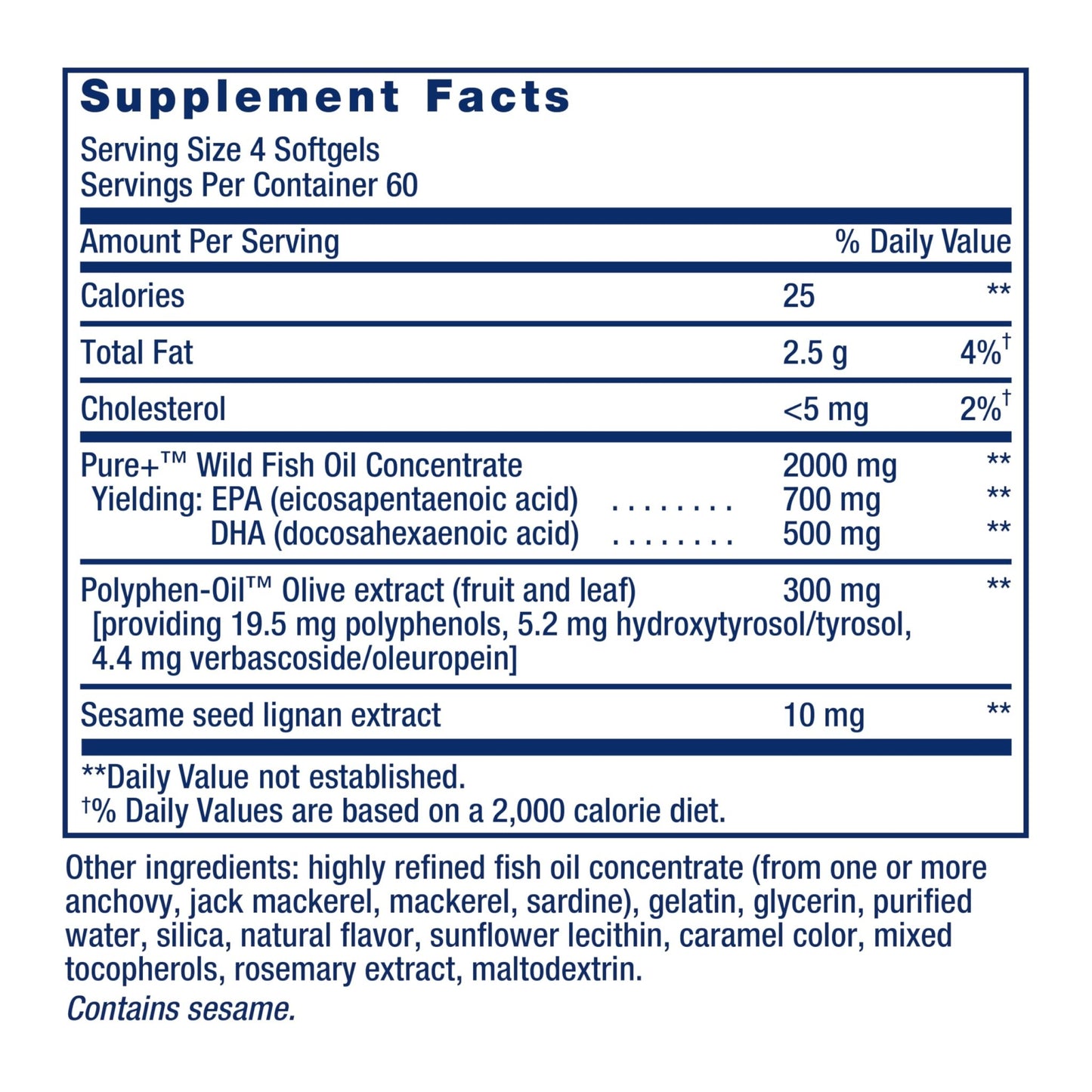 Life Extension Super Omega-3 EPA/DHA Fish Oil, Sesame Lignans & Olive Extract – Heart Health, Brain Health, Inflammation Health Support, Gluten-Free, - dailyvitalstore