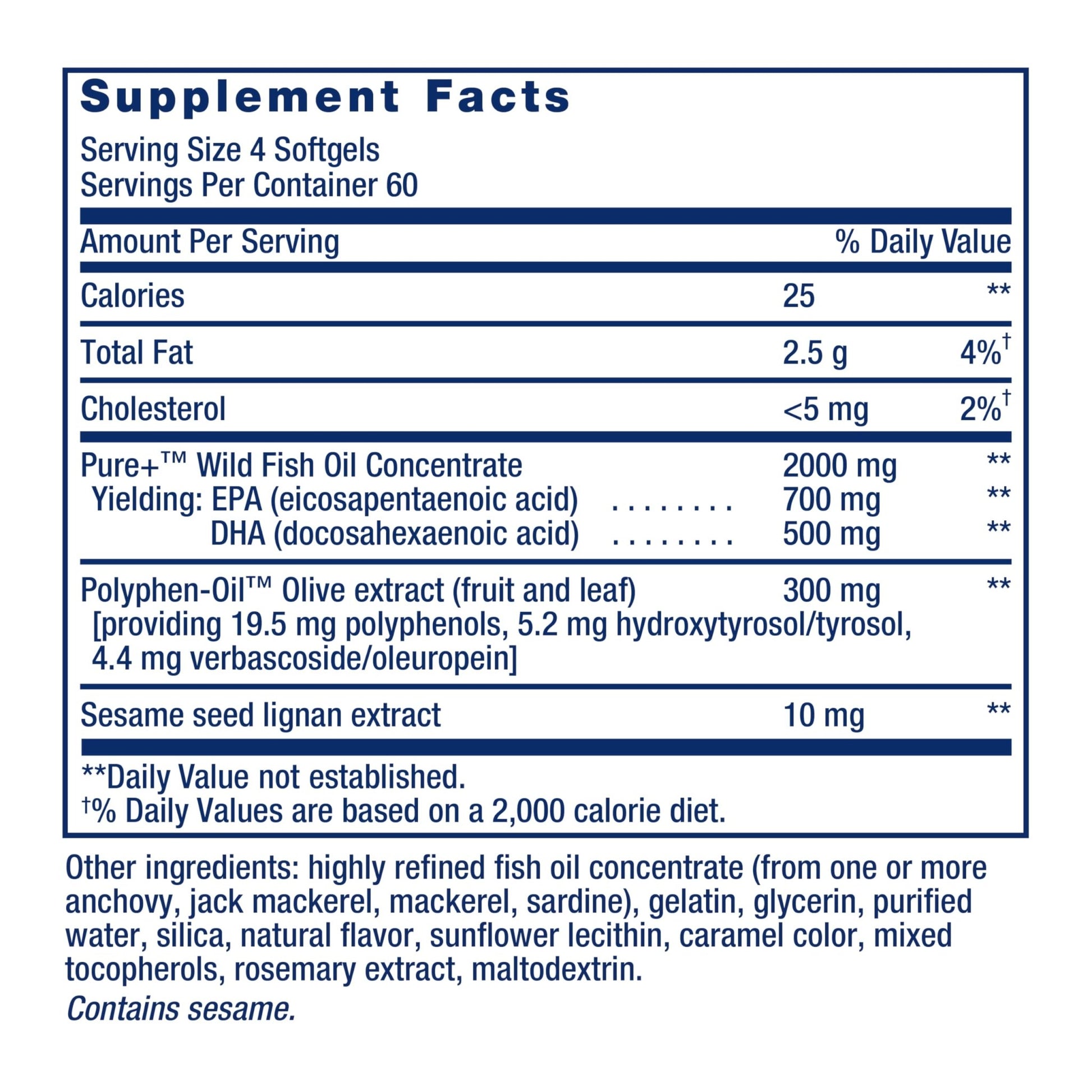 Life Extension Super Omega-3 EPA/DHA Fish Oil, Sesame Lignans & Olive Extract – Heart Health, Brain Health, Inflammation Health Support, Gluten-Free, - dailyvitalstore