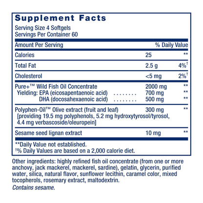 Life Extension Super Omega-3 EPA/DHA Fish Oil, Sesame Lignans & Olive Extract – Heart Health, Brain Health, Inflammation Health Support, Gluten-Free, - dailyvitalstore