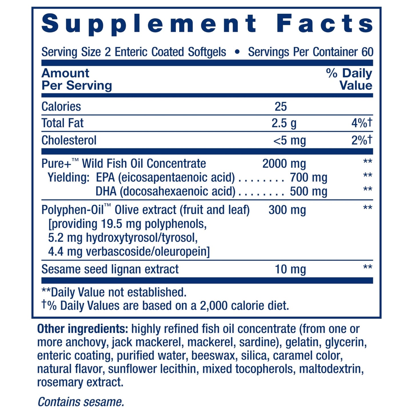 Life Extension Super Omega-3 EPA/DHA Fish Oil, Sesame Lignans & Olive Extract – Heart Health, Brain Health, Inflammation Health Support, Gluten-Free, Enteric-Coated, Non-GMO, 120 Softgels - dailyvitalstore