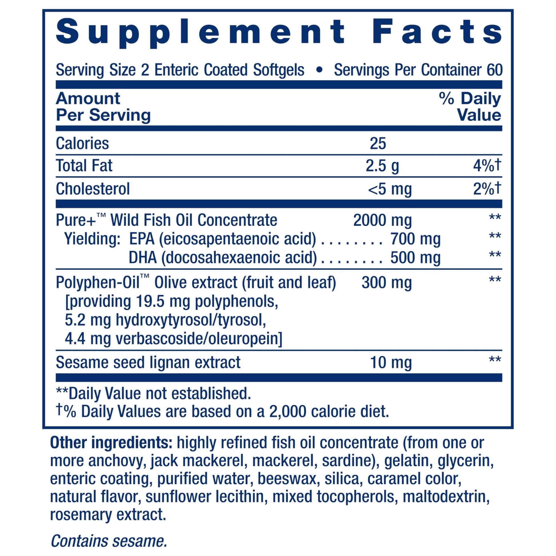 Life Extension Super Omega-3 EPA/DHA Fish Oil, Sesame Lignans & Olive Extract – Heart Health, Brain Health, Inflammation Health Support, Gluten-Free, Enteric-Coated, Non-GMO, 120 Softgels - dailyvitalstore