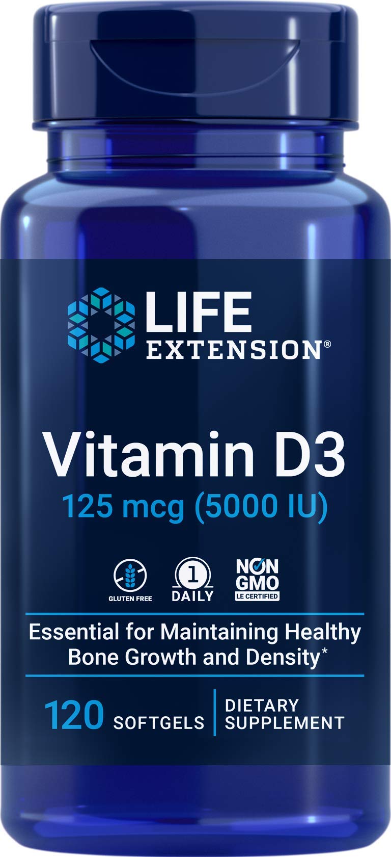 Life Extension Vitamin D3 5000 IU, 120 Softgels, 125mcg - dailyvitalstore