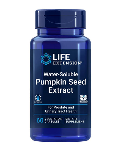 Life Extension Water-Soluble Pumpkin Seed Extract, Promotes Prostate & Urinary Tract Health, Bladder Health Support, Men, Women, Gluten-Free, Non-GMO, Vegetarian, 60 Capsules - dailyvitalstore