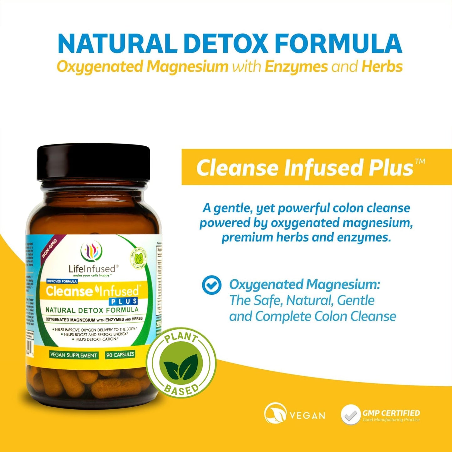 Life Infused Cleanse Infused Plus Digestive Support Supplement – Oxygenated Magnesium with Enzymes & Herbs, Supports Digestive - dailyvitalstore