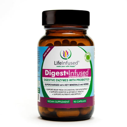Life Infused Digestive Enzymes with Probiotics – 21 Plant-Based Enzymes with Bromelain, Papain, Amylase & Protease – Digestive Support for Gas & Bloating – - dailyvitalstore