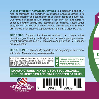 Life Infused Digestive Enzymes with Probiotics – 21 Plant-Based Enzymes with Bromelain, Papain, Amylase & Protease – Digestive Support for Gas & Bloating – - dailyvitalstore