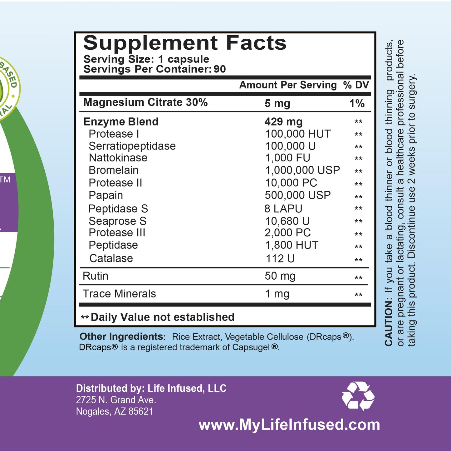 Life Infused Metabolic Enzymes – Systemic Enzyme Supplement with Serrapeptase, Nattokinase, Bromelain & Protease Blend – 72 Trace Minerals – Immune & Circulation Support – Vegan, Non-GMO – 90 Capsules - dailyvitalstore
