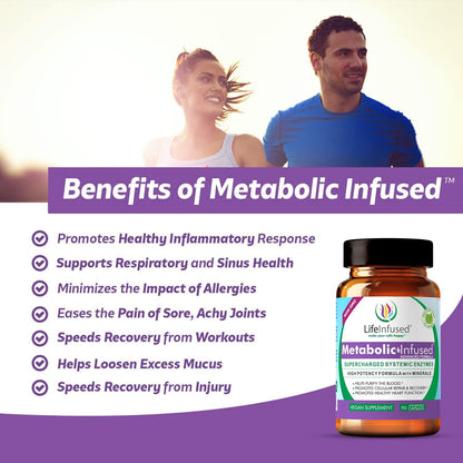 Life Infused Metabolic Enzymes – Systemic Enzyme Supplement with Serrapeptase, Nattokinase, Bromelain & Protease Blend – 72 Trace Minerals – Immune & Circulation Support – Vegan, Non-GMO – 90 Capsules - dailyvitalstore