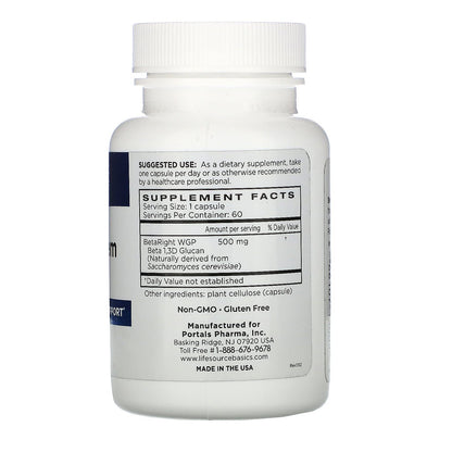 Life Source Basics Immune System Support Activator - High Purity Beta 1,3/1,6 Glucan - Immunity and Vitamin Supplement Non-GMO & Vegan Friendly for Men & Women, Gluten-Free 500 mg - 60 Capsules - dailyvitalstore