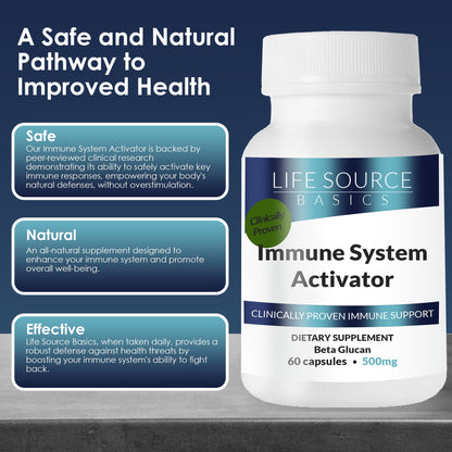 Life Source Basics Immune System Support Activator - High Purity Beta 1,3/1,6 Glucan - Immunity and Vitamin Supplement Non-GMO & Vegan Friendly for Men & Women, Gluten-Free 500 mg - 60 Capsules - dailyvitalstore