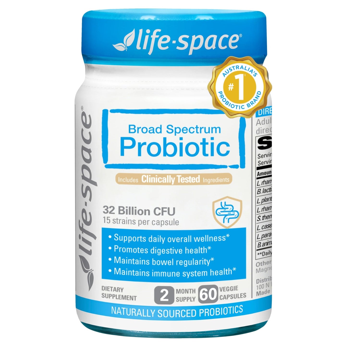 Life-Space Premium Broad Spectrum Probiotics, 2 Month Serving, 32 Billion CFU & 15 Diverse Strains, Formulated for Daily Digestive Health & Immune Health, - dailyvitalstore