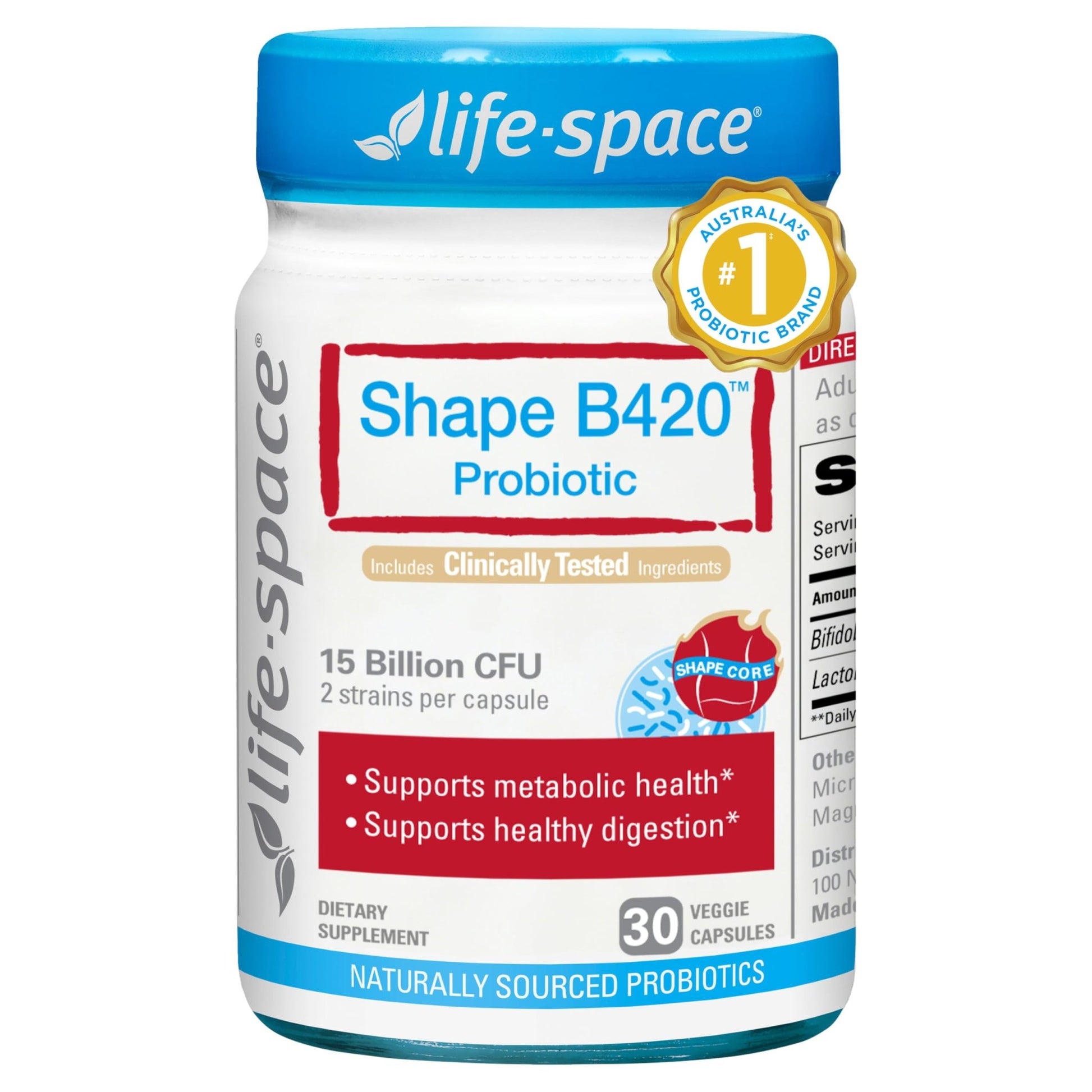 Life-Space Shape B420 Probiotics for Shape Better, Boost, Clinically Backed Metabolism Support, Prebiotic + Probiotics for Women and Men - dailyvitalstore