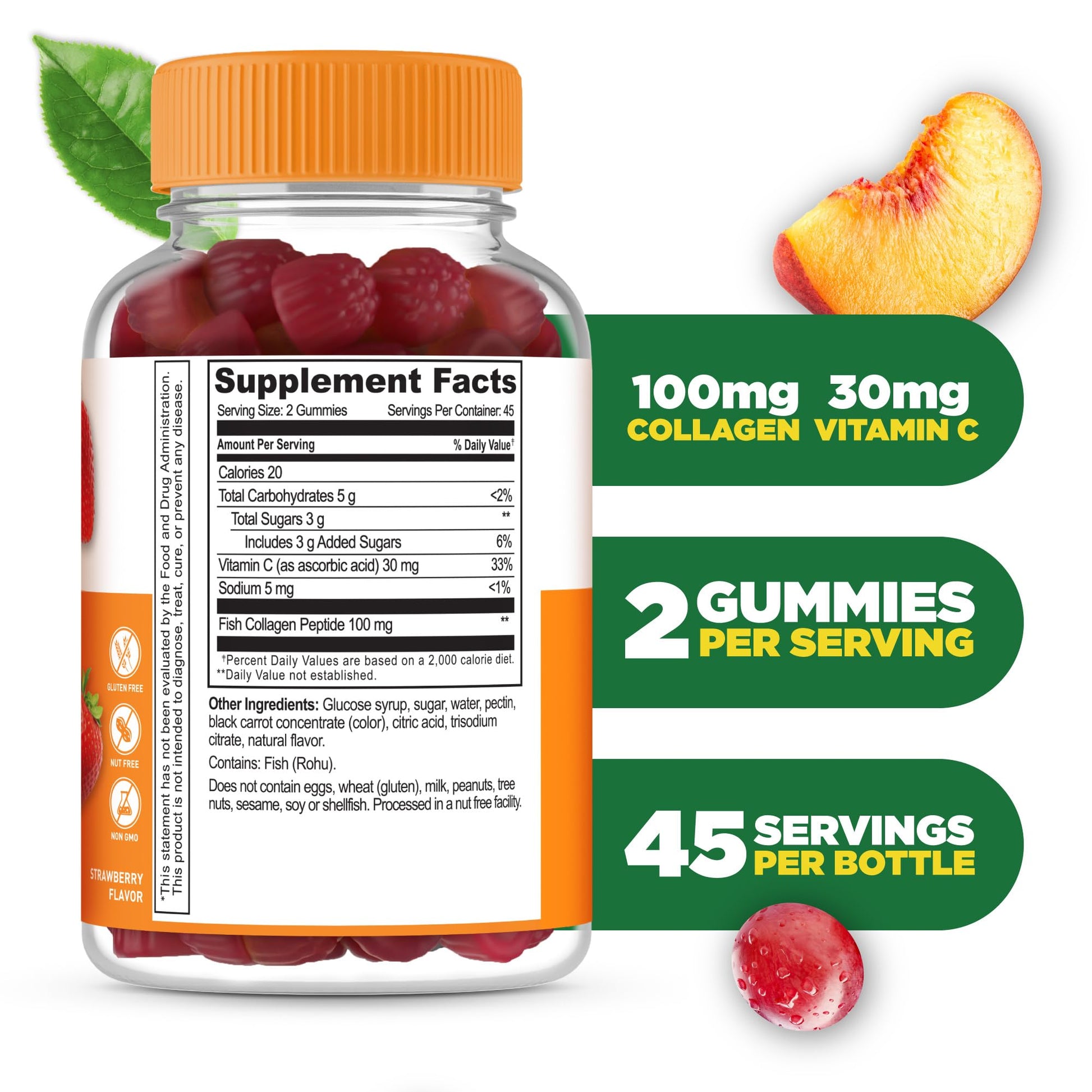 Lifeable Collagen Peptides Gummies | 100mg with Vitamin C | Great Tasting Collagen Supplements | Vegetarian Hair Skin and Nails Gummies | Collagen Gummies for Adults, Men, Women | 90 Gummies - dailyvitalstore