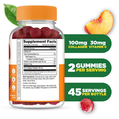 Lifeable Collagen Peptides Gummies | 100mg with Vitamin C | Great Tasting Collagen Supplements | Vegetarian Hair Skin and Nails Gummies | Collagen Gummies for Adults, Men, Women | 90 Gummies - dailyvitalstore